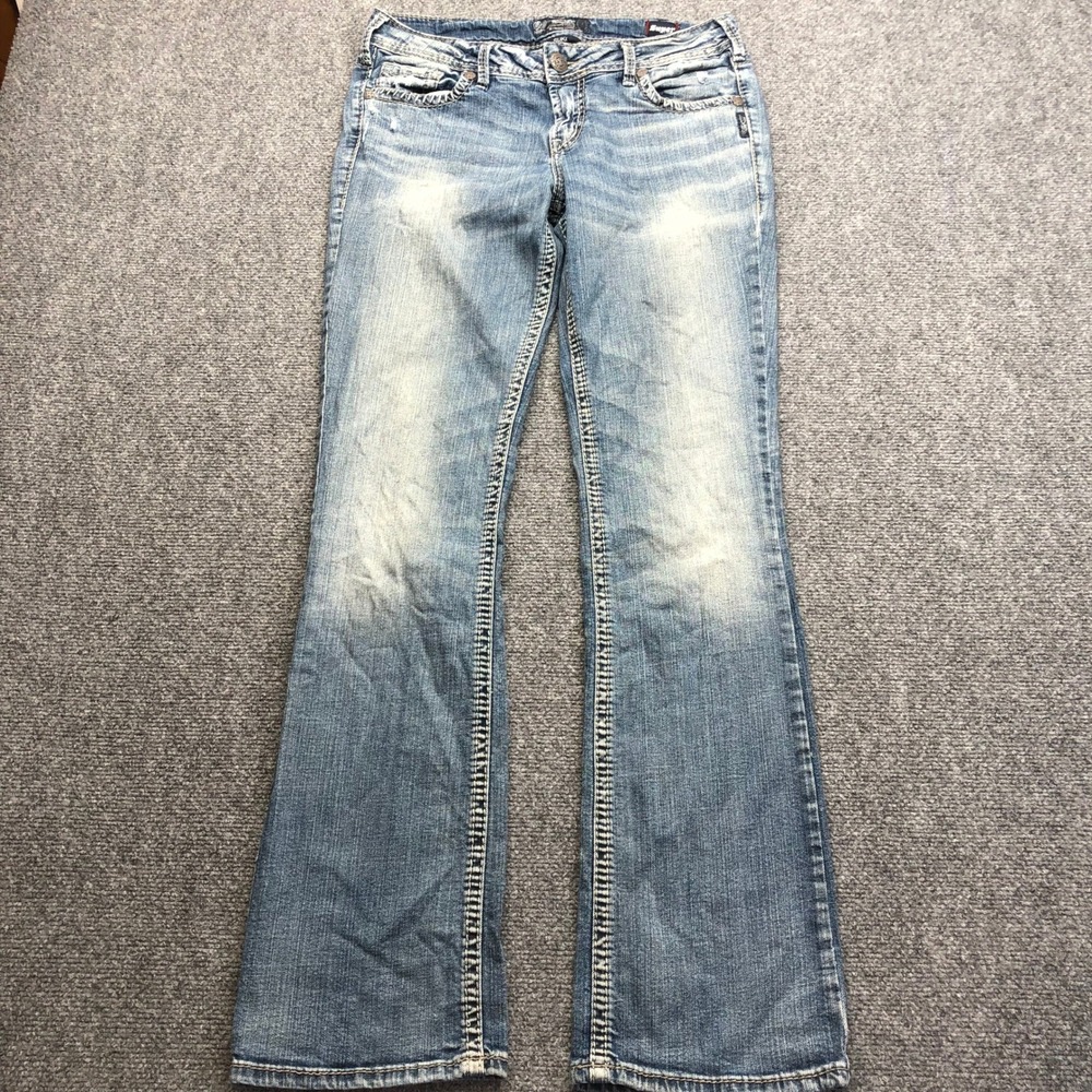 Silver Jeans Co Suki Mid Slim Boot Blue Denim Jeans L93616SLJ219 W30